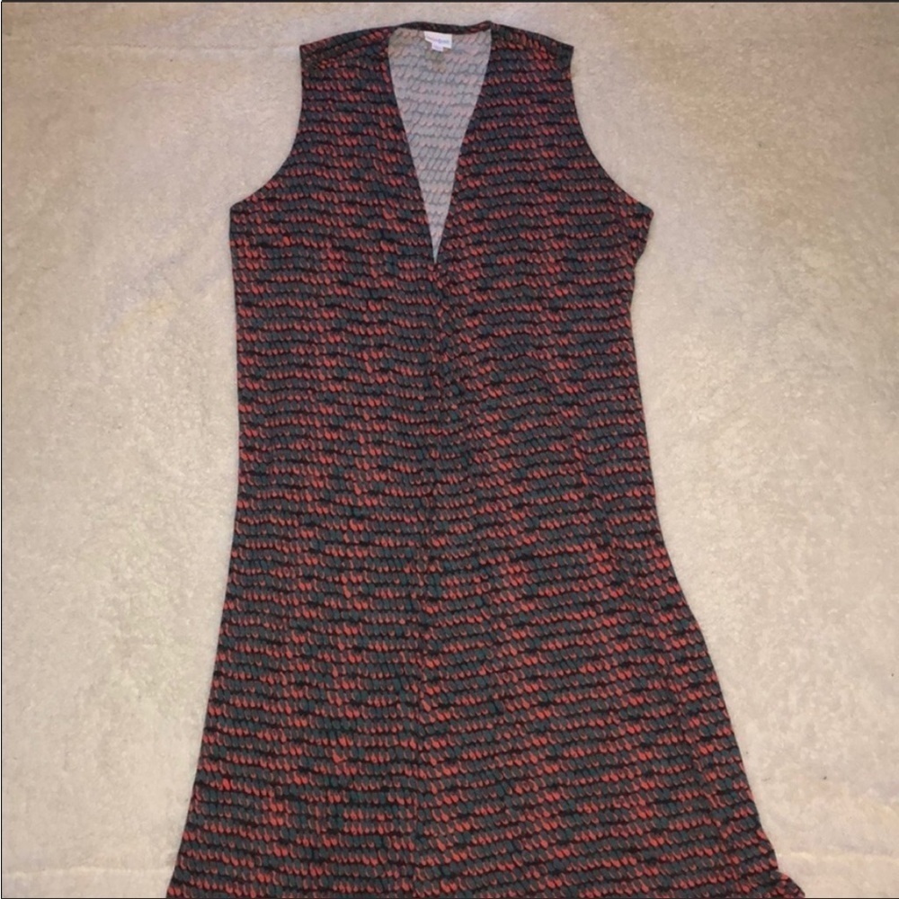 LuLaRoe Duster long cardigan Red Green Black Large Lg